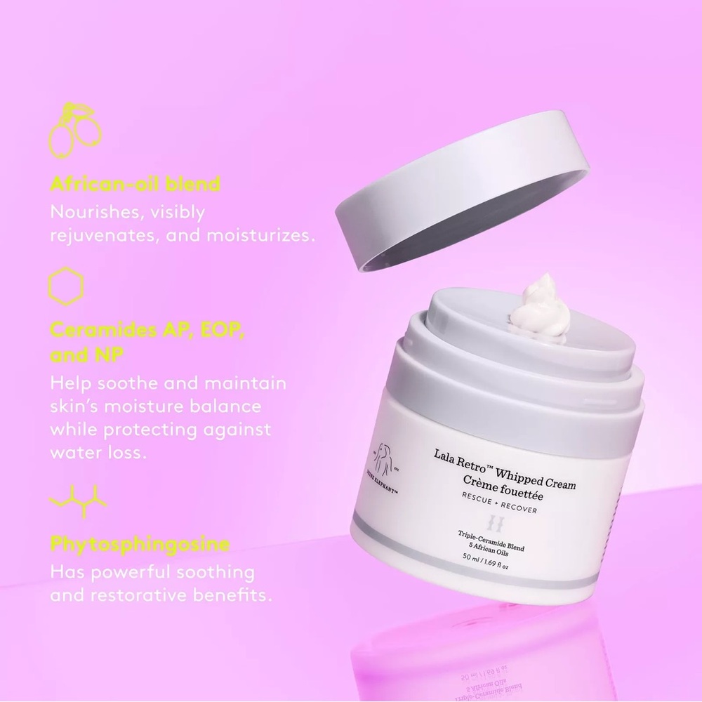 Drunk Elephant Lala Retro Whipped Cream Moisturizer with Ceramides 0.5 oz - Picture 5 of 7